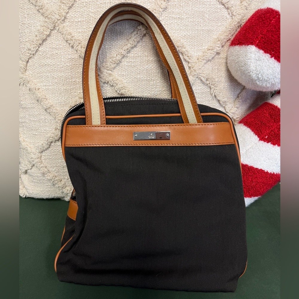 Gucci Black and Tan Tote Bag